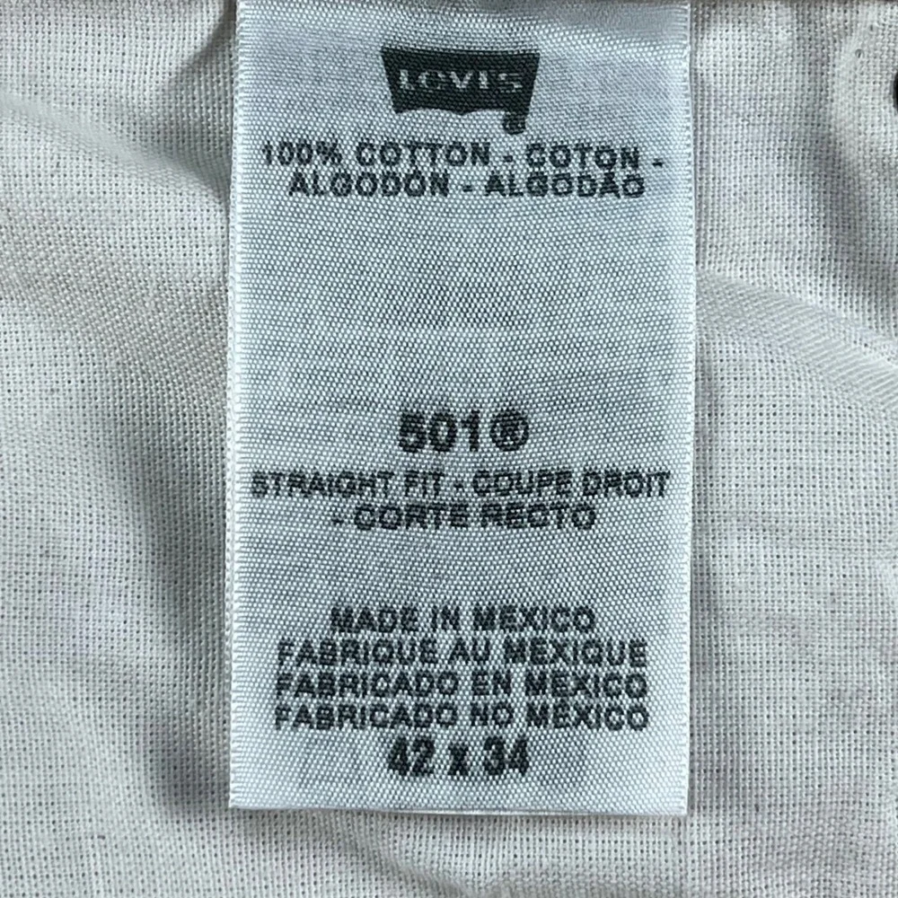 Levis 501XX Straight Fit Jeans Men 42x34 Beige Tan Cotton Denim Pants Button Fly